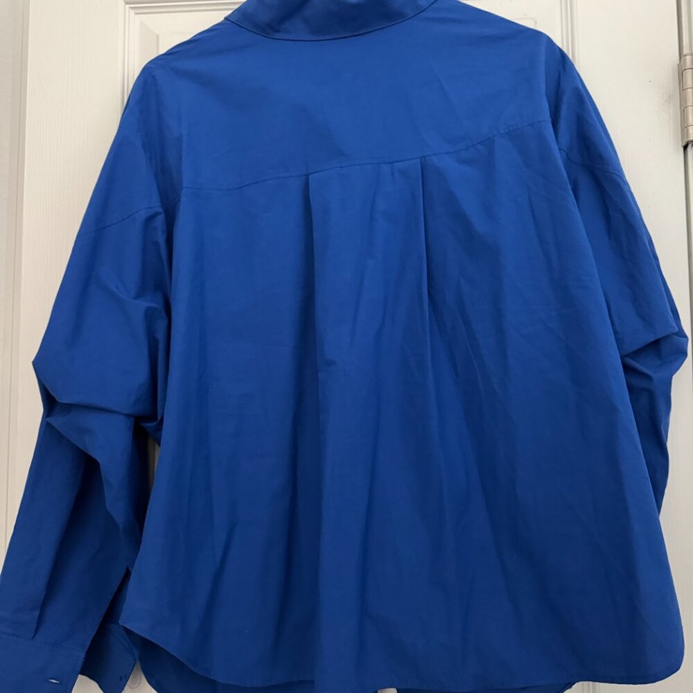 NEVER WORN-Get Ready for Spring- Zara oversized Beautiful "Bluish" Blouse- Large - Picture 10 of 14